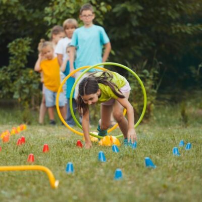 Young children playing together in a family child care home.